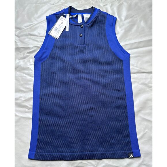 Adidas Women Small Ultimate 365 Tour Prime Knit Sleeveless Lucid Blue Golf shirt - Picture 5 of 9